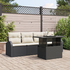 Tuinset poly rotan zwart 5-delig met kussens