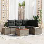 5-Piece Garden Bench Set with Storage Grey Poly Rattan