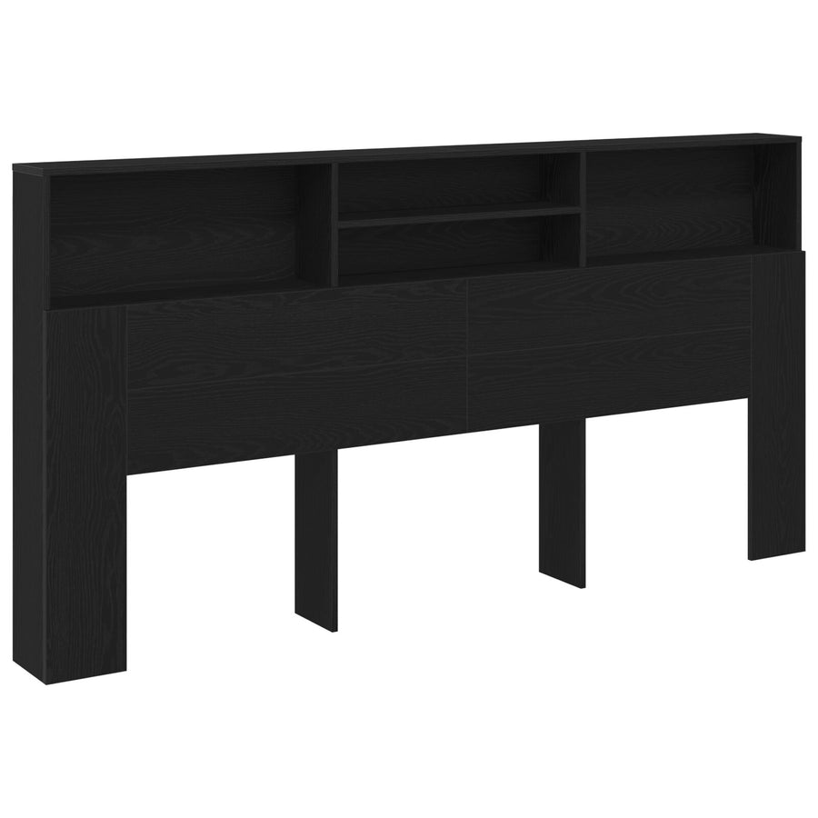 Zwarte Eiken Hooofdboardkast, 200X19X103.5 Cm, Bewerkt Hout