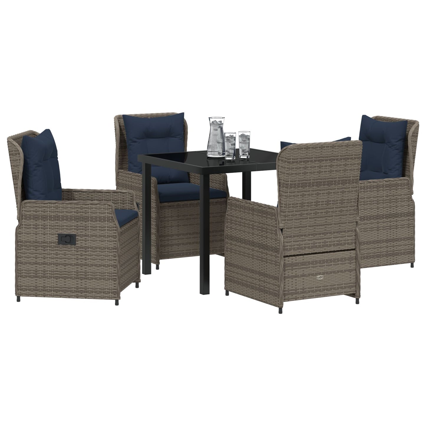 5-Delige Tuin Eetset Grijze Poly Rattan