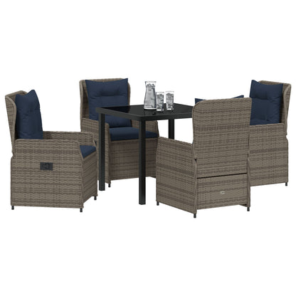 5-Delige Tuin Eetset Grijze Poly Rattan