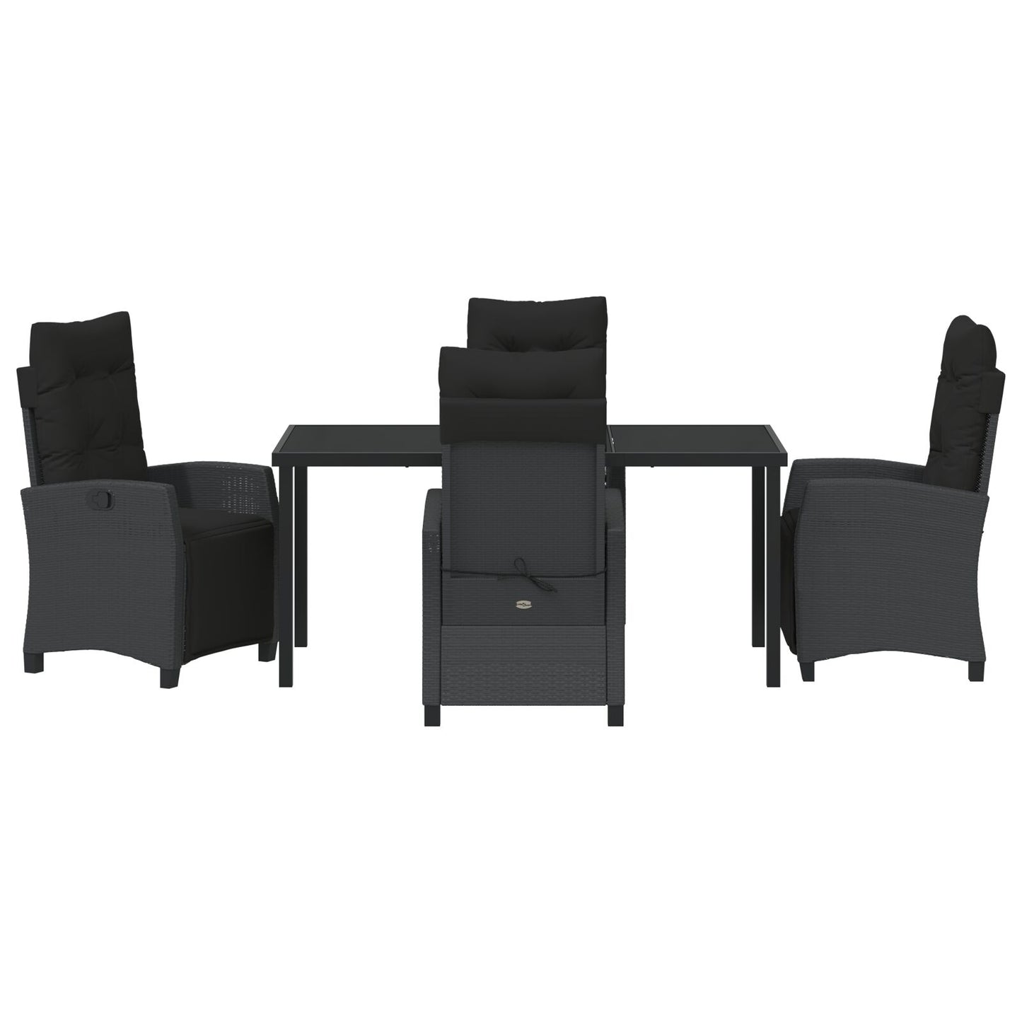 5-Delige Tuin Eetset Zwart Poly Rattan