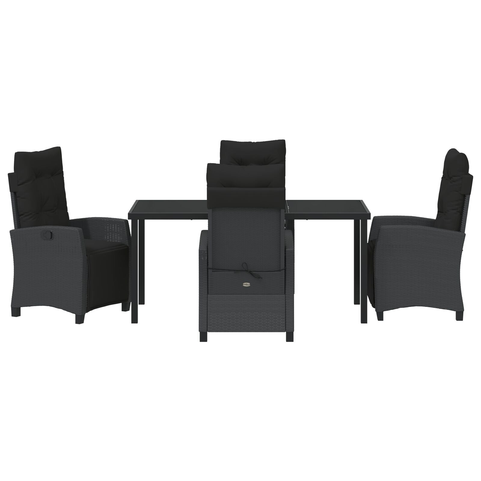 5-Delige Tuin Eetset Zwart Poly Rattan