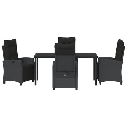 5-Delige Tuin Eetset Zwart Poly Rattan