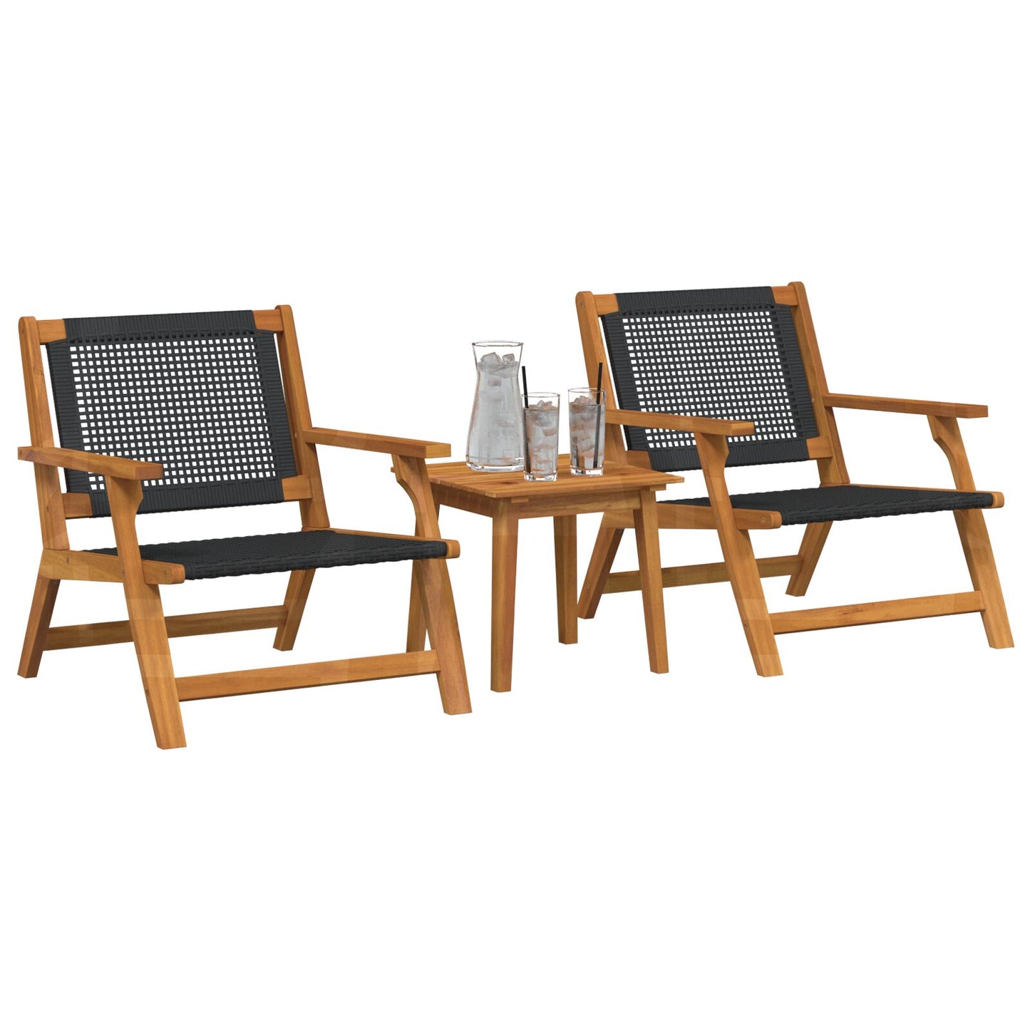 Tuinstoelen Met Tafel 3-Delige Set - Zwart Massief Acaciahout