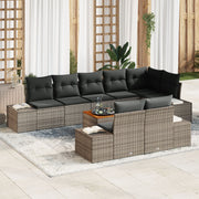 Tuinbankenset poly rattan grijs 9-delig