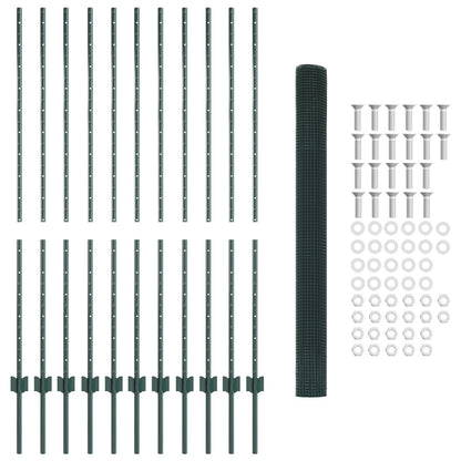 Gelaste Draad Schutting Met 11 U-Posts Groen 1.4X25 M Staal