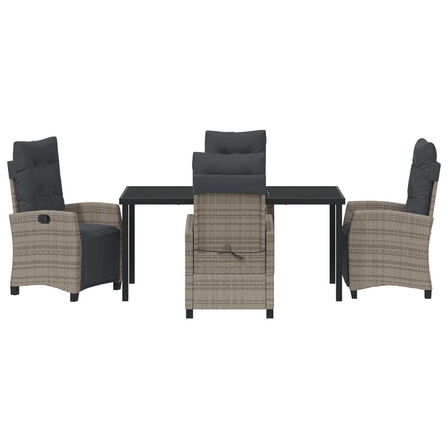 5-Delige Tuin Eetset Grijs Poly Rattan