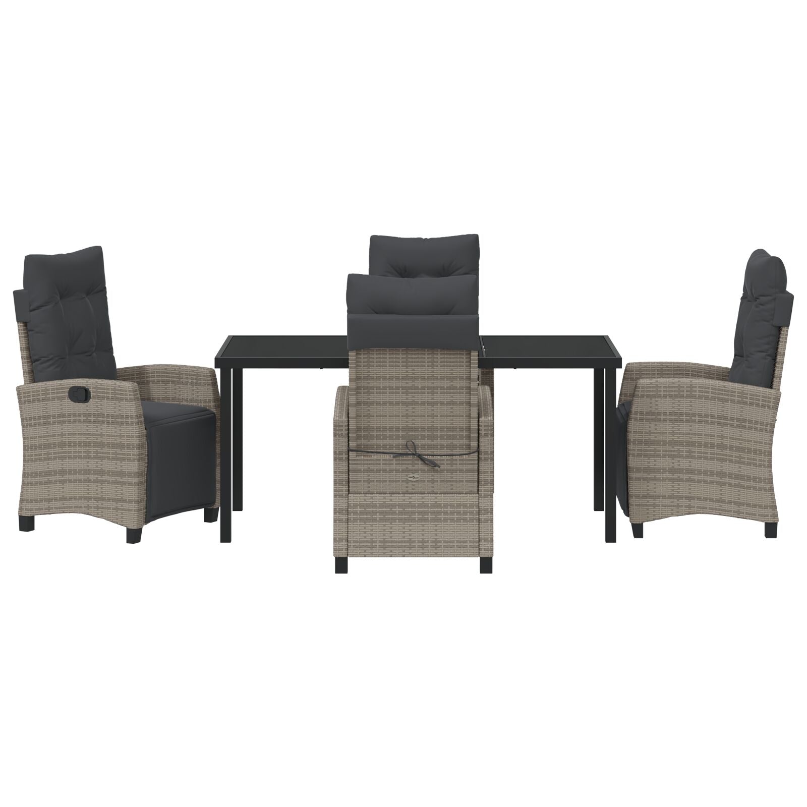 5-Delige Tuin Eetset Grijs Poly Rattan