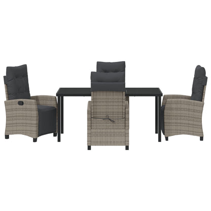 5-Delige Tuin Eetset Grijs Poly Rattan