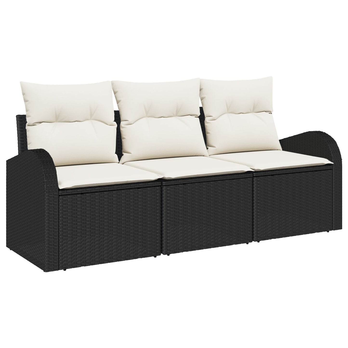 3-Delige Tuin Sofa Set Met Kussens Zwart Poly Rattan