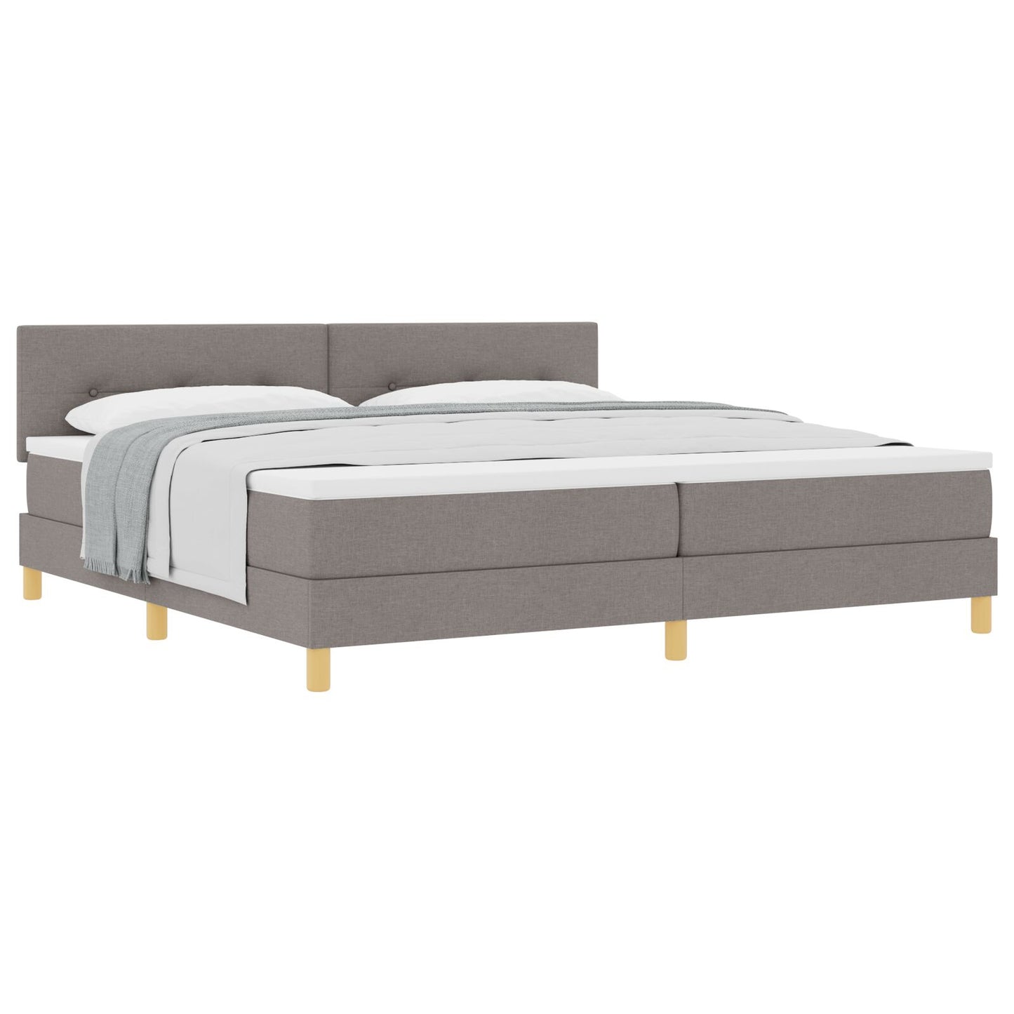 Boxspring Bed Met Matras Stof Taupe 200 x 200 cm Met knopen