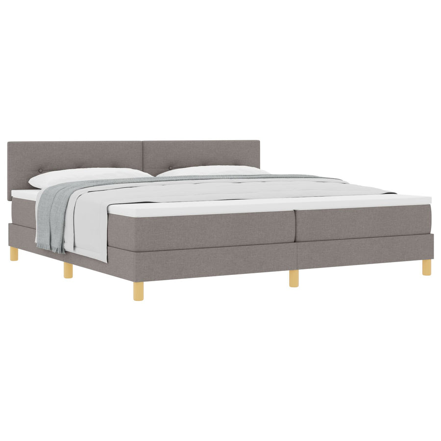 Boxspring Bed Met Matras Stof Taupe 200 x 200 cm Met knopen