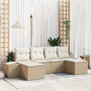 Garden Sofa Set with Cushions 4 pcs Beige and Cream poly rattan