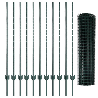 Tuinhekset Set van 2 Groen PVC gecoat metaal 25 x 1,2 m hek