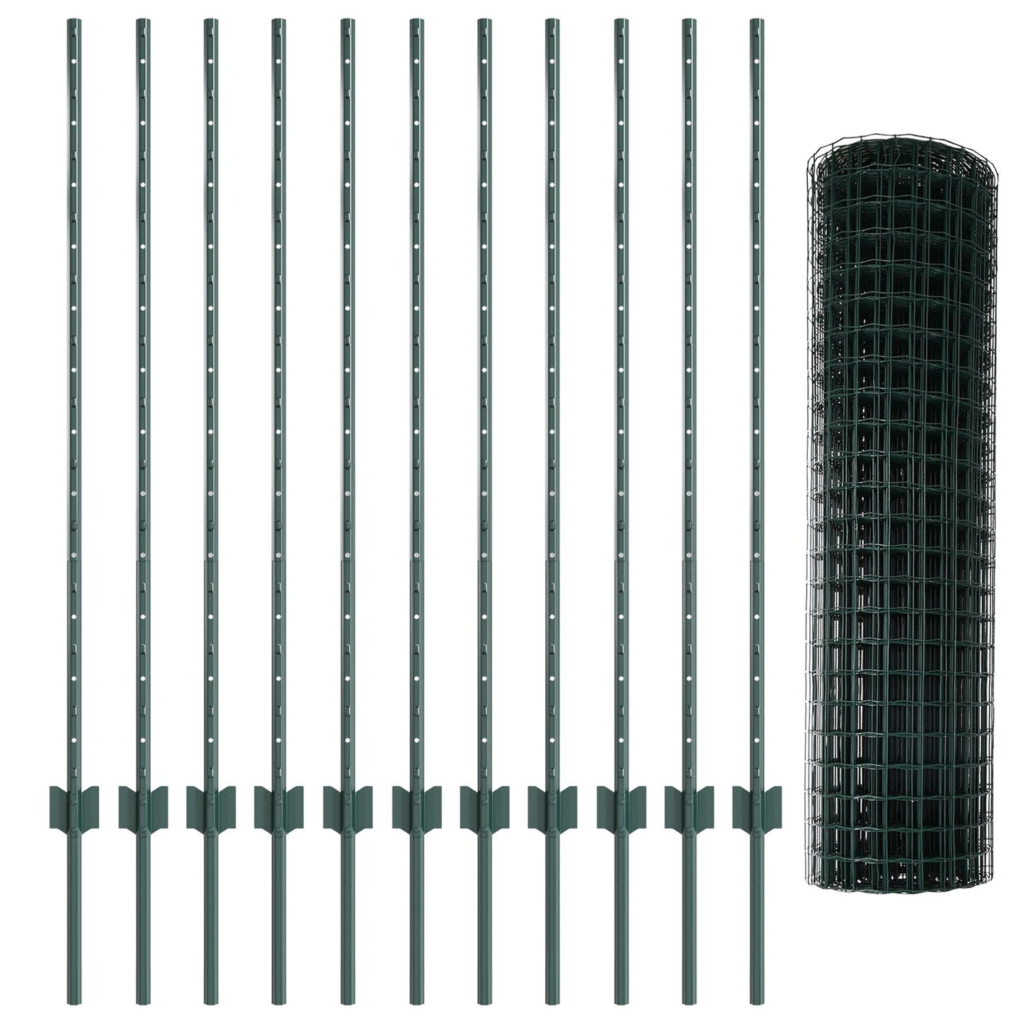 Tuinhekset Set van 2 Groen PVC gecoat metaal 25 x 1,2 m hek