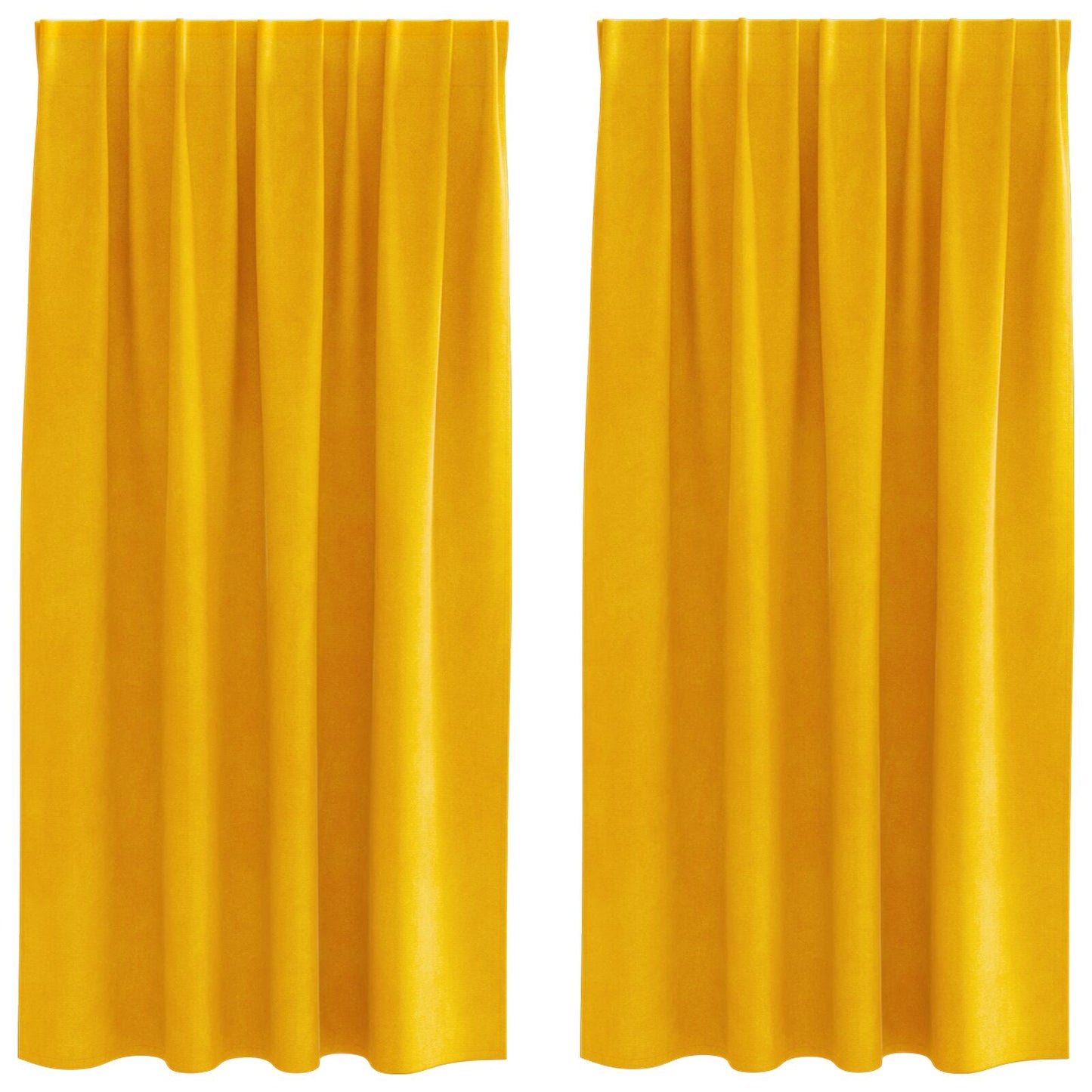 Zwarte Gordijnen Met Bovenband 2 Stuks Velvet Mosterdgeel 140 x 175 cm met ingestikte tape