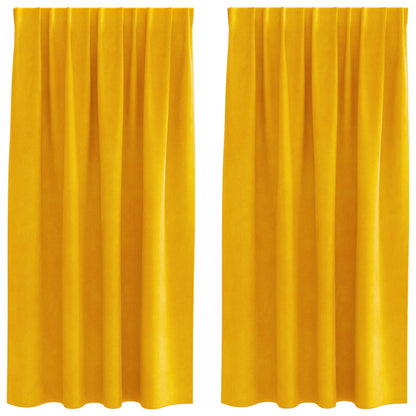 Zwarte Gordijnen Met Bovenband 2 Stuks Velvet Mosterdgeel 140 x 175 cm met ingestikte tape