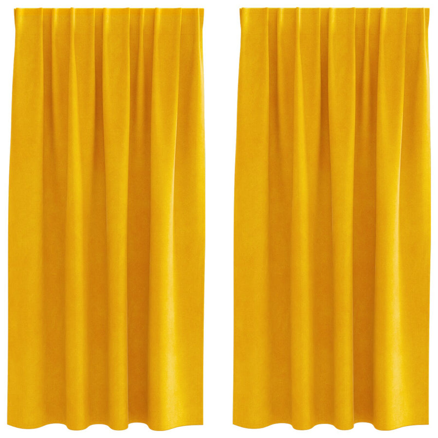 Zwarte Gordijnen Met Bovenband 2 Stuks Velvet Mosterdgeel 140 x 175 cm met ingestikte tape