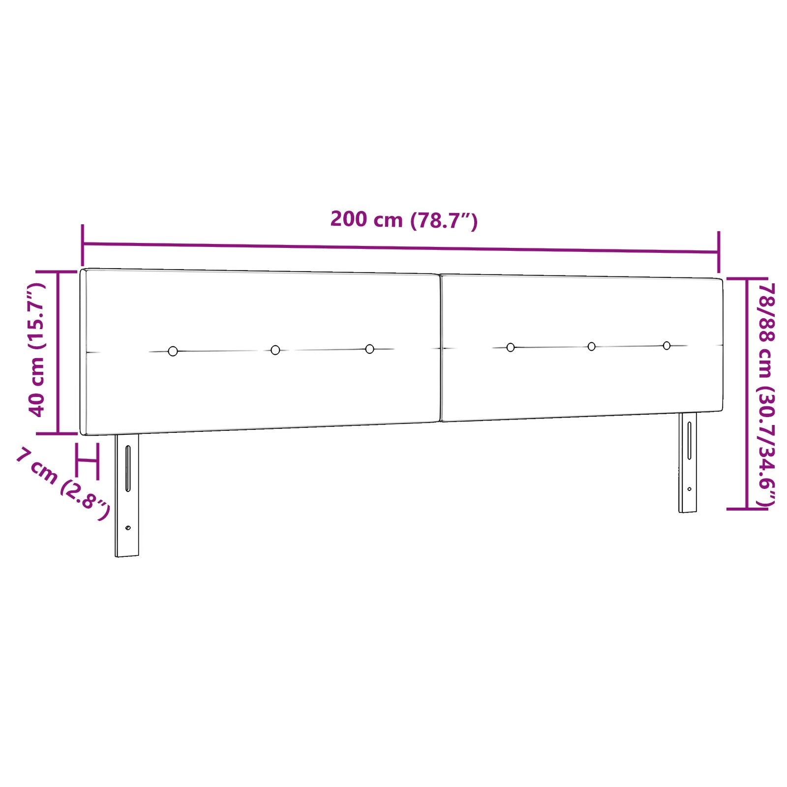 Hoofdbord Met Knopen Fluweel Donkerblauw 200 cm Laag hoofdbord