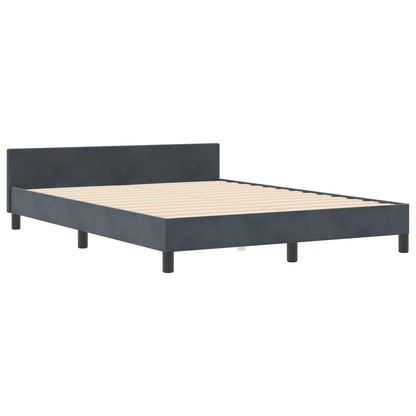 Donkergrijze Velours Bedombouw 140X190 Cm Crème