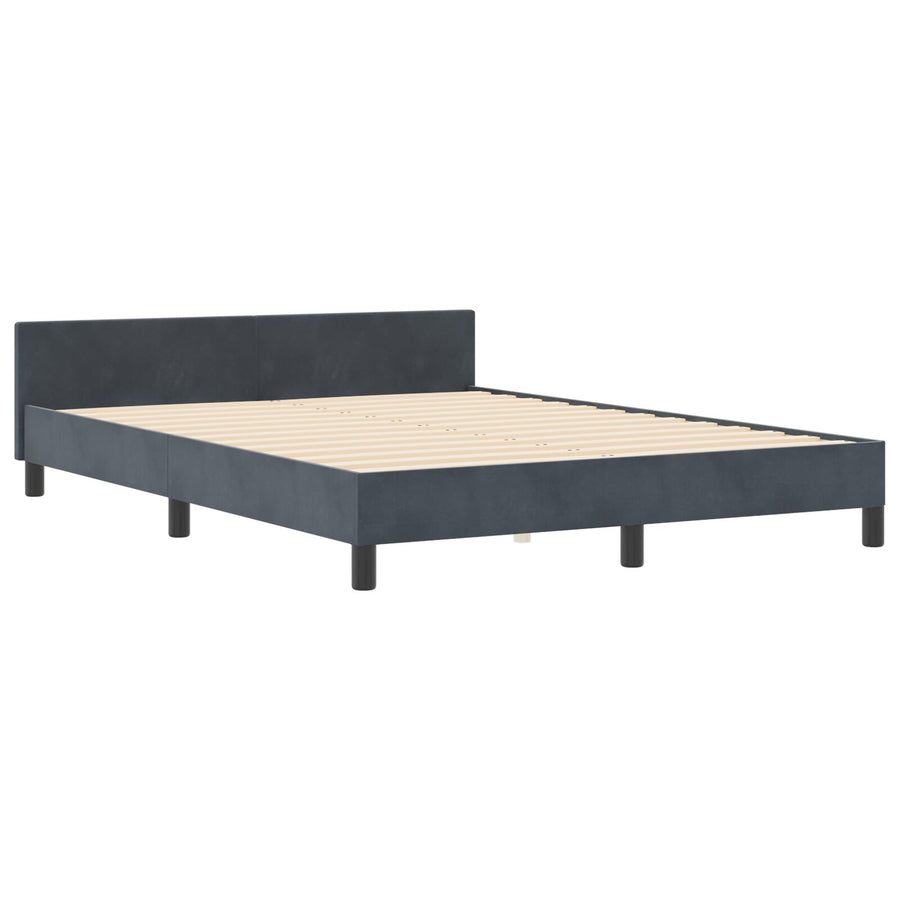 Donkergrijze Velours Bedombouw 140X190 Cm Crème