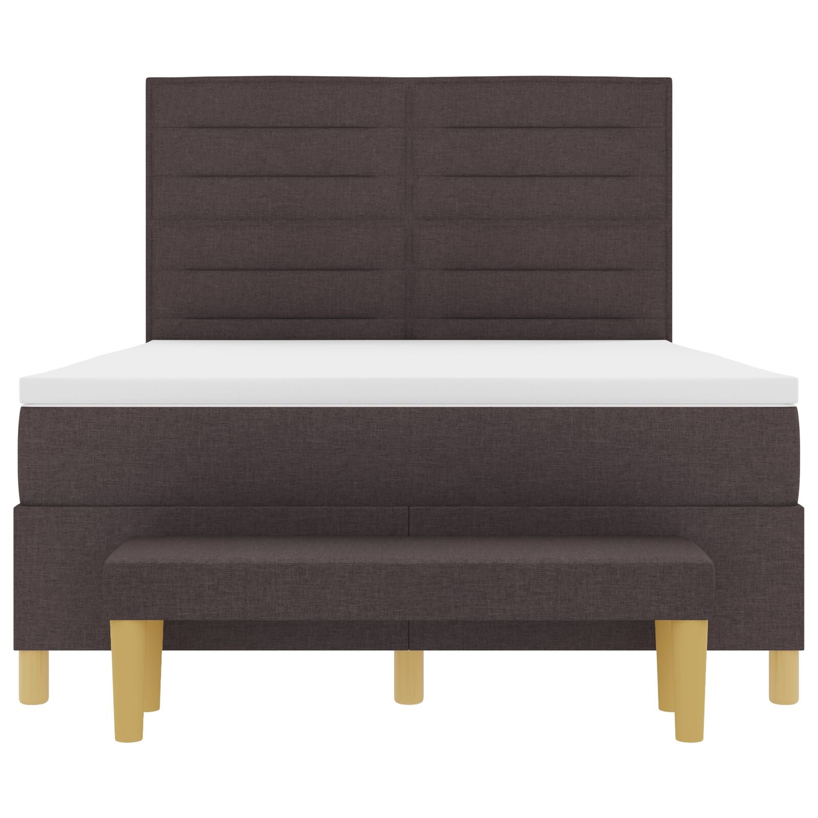 Boxspringbed Met Matras & Bank Stof Donkerbruin 140 x 200 cm Strak ontwerp