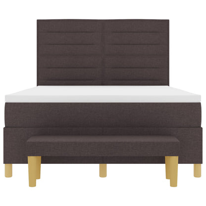 Boxspringbed Met Matras & Bank Stof Donkerbruin 140 x 200 cm Strak ontwerp