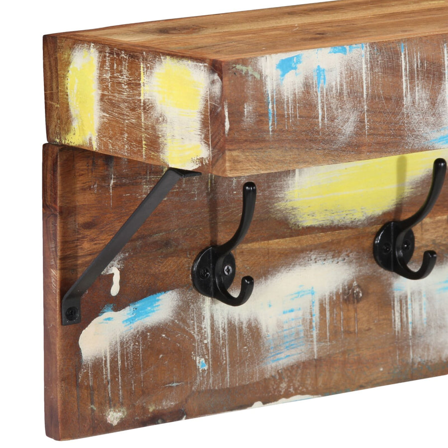 Kapstok Met Plank Wandgemonteerd Van En Metaal Massief gerecycled hout