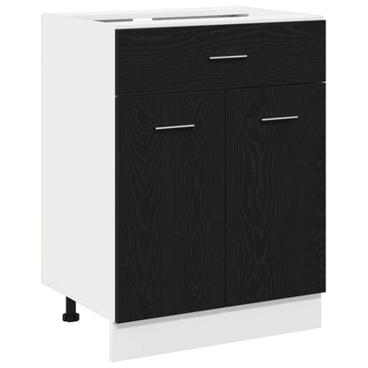 Zwarte Eiken Lades Onderkast - 60X46X81.5 Cm Gemaakt Van Bewerkt Hout