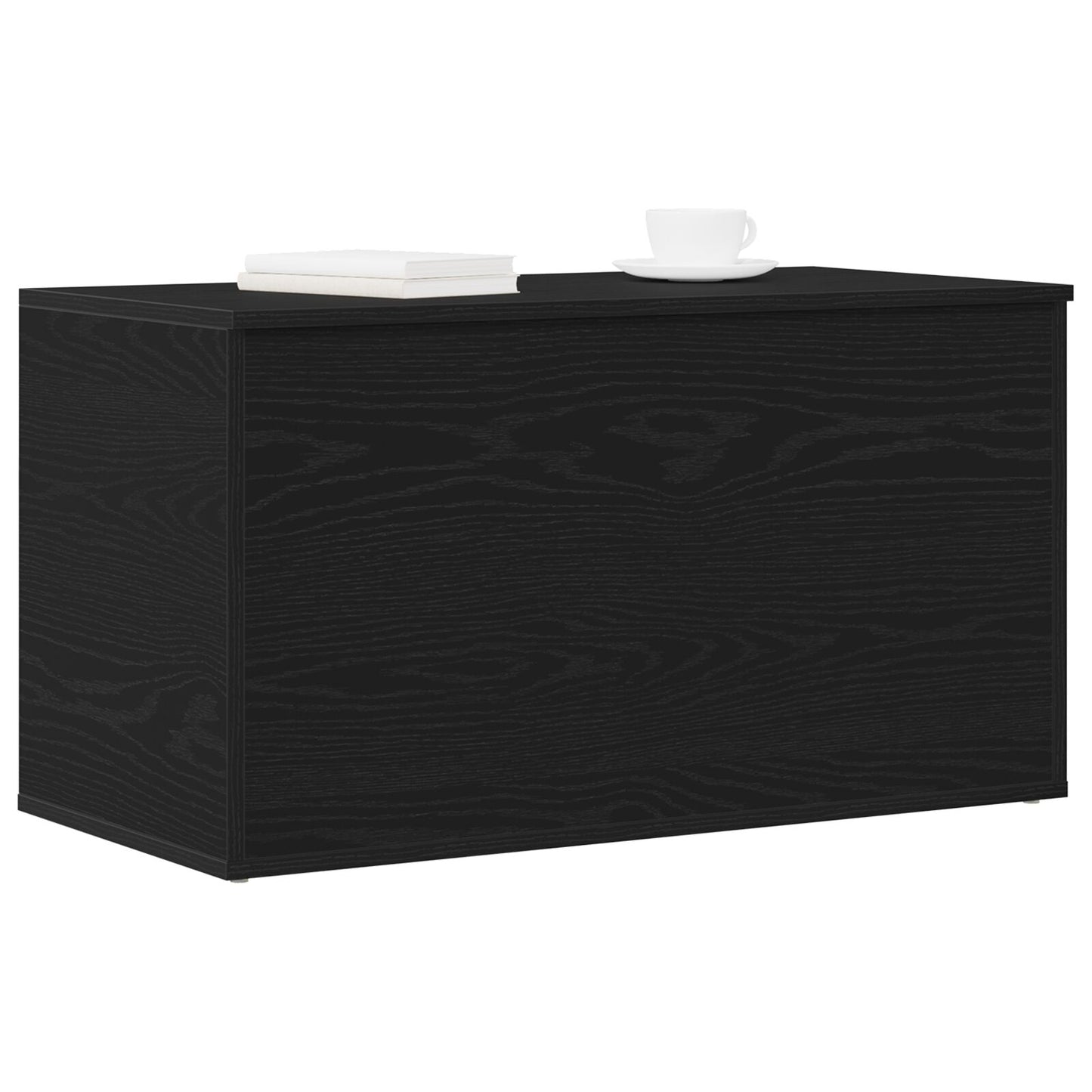 Opbergkist Zwart Eiken 84X42X46 Cm Bewerkt Hout