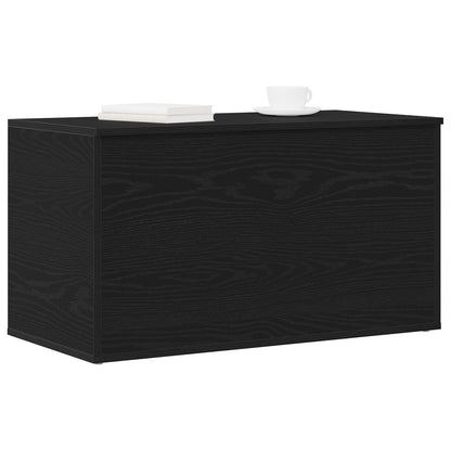 Opbergkist Zwart Eiken 84X42X46 Cm Bewerkt Hout
