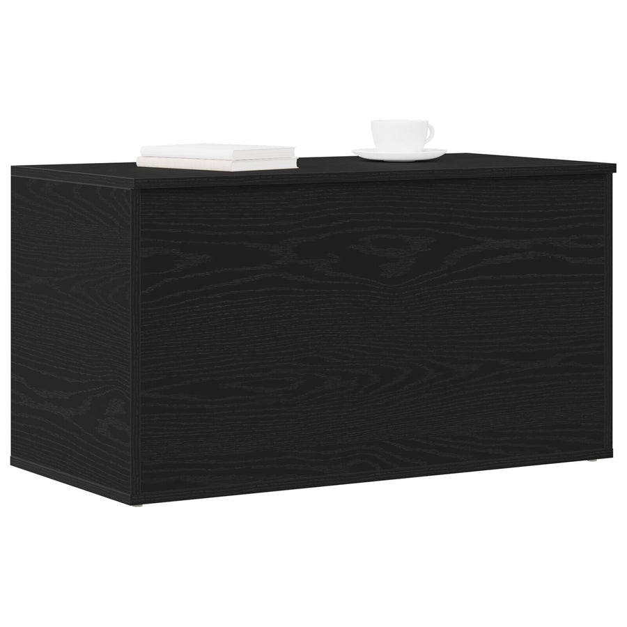 Opbergkist Zwart Eiken 84X42X46 Cm Bewerkt Hout