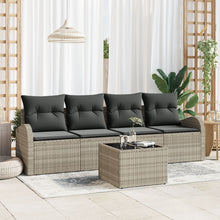5-Delige Tuinbankset Met Kussens Lichtgrijs Poly Rattan