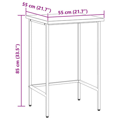 Werktafel 55X55X85 Cm Staal En Bewerkt Hout Grijs Hoektafel
