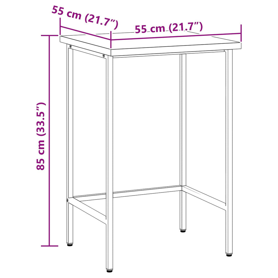 Werktafel 55X55X85 Cm Staal En Bewerkt Hout Grijs Hoektafel