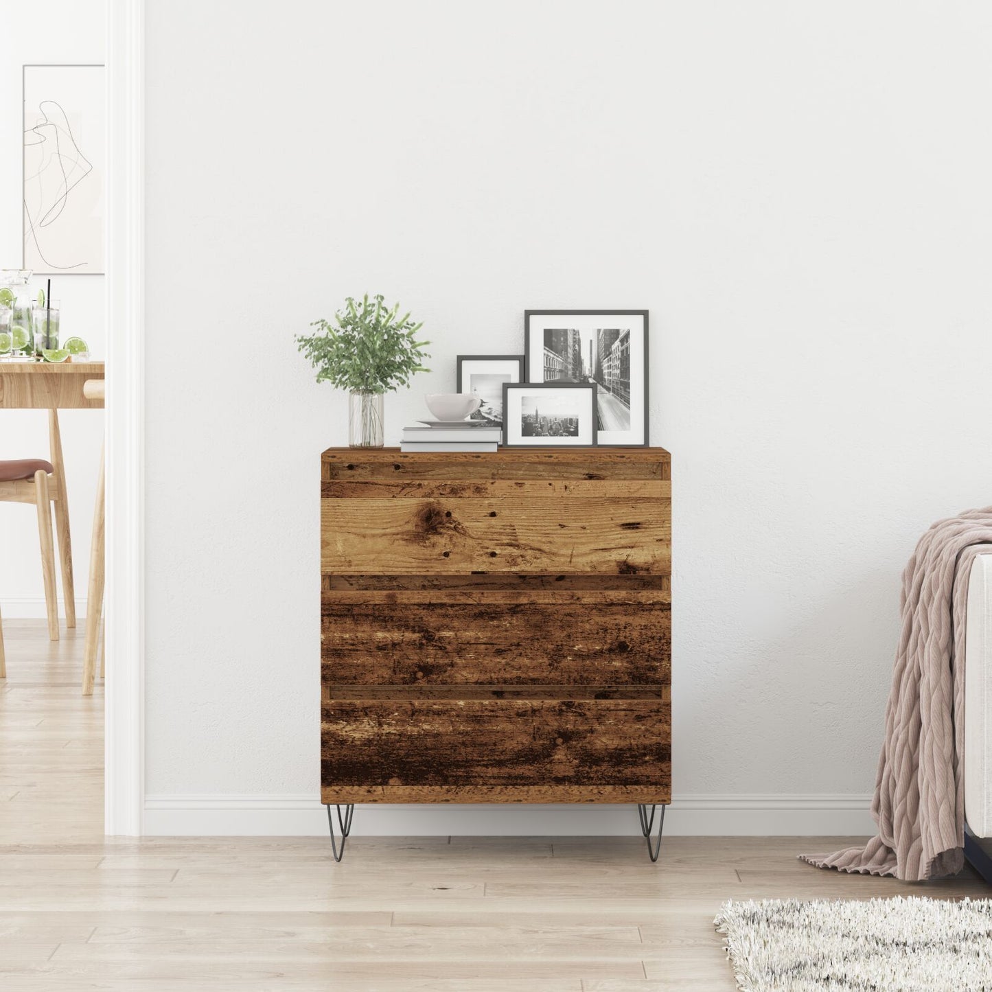 Dressoir Met Lades 60X35X70 Cm Geëngineerd Hout Oude hout