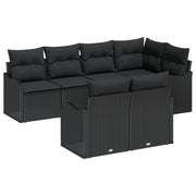 Garden Sofa Set Black poly rattan