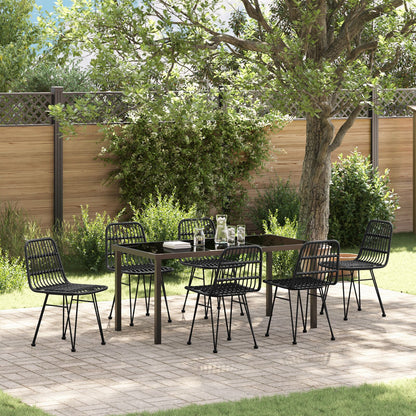 7-Delige Tuin Eetset Zwarte Poly Rattan