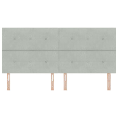 Hoofdbord Knopgetuft Fluweel Lichtgrijs 200 cm Hoog hoofdbord