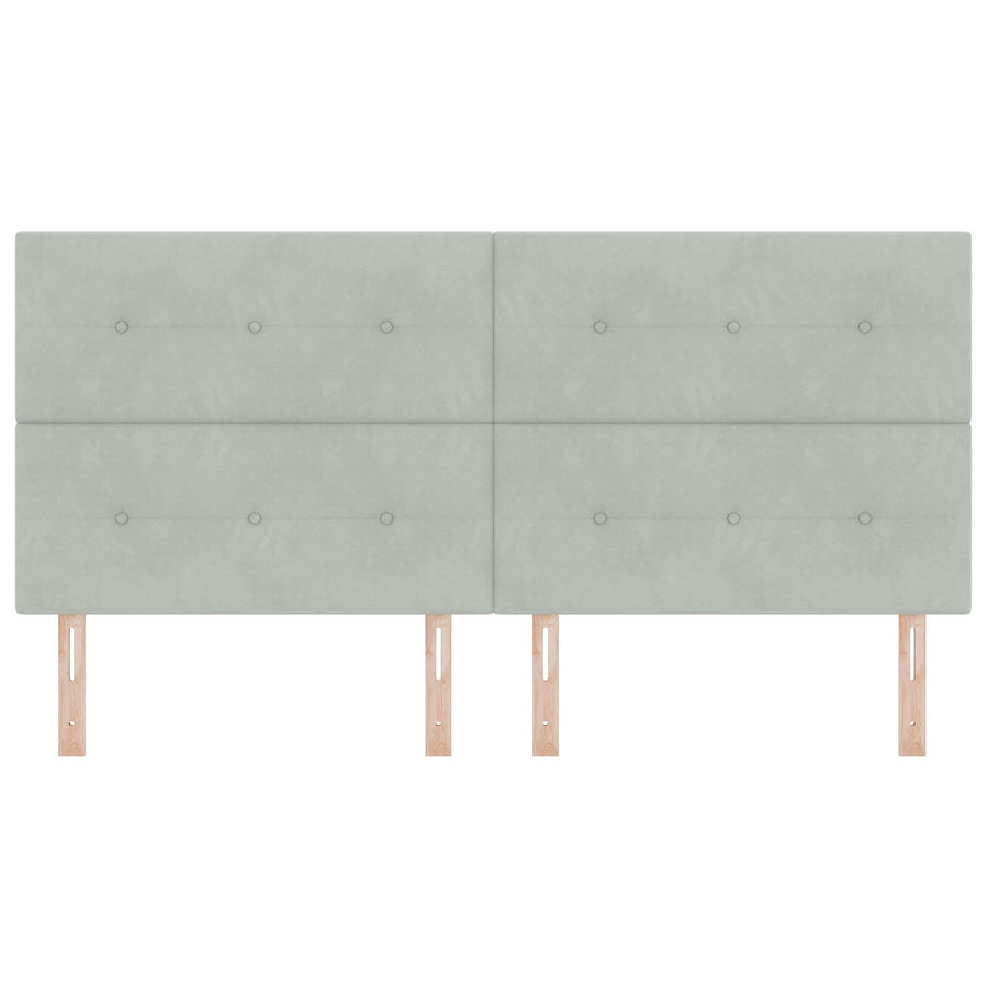 Hoofdbord Knopgetuft Fluweel Lichtgrijs 200 cm Hoog hoofdbord