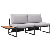 Buitensofa 200,5x70x85,5 cm staal lichtgrijs