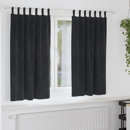 Blackout Gordijnen Met Hanglussen 2 Stuks Fluweel Zwart 140 x 175 cm met ophanglussen