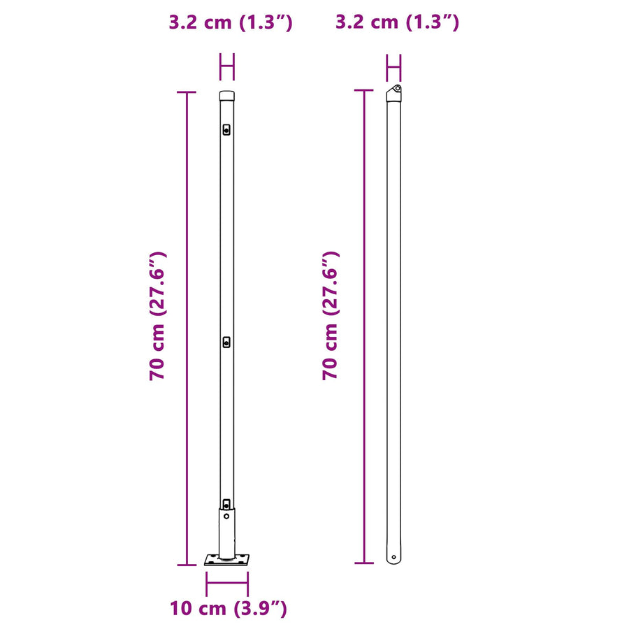 Hekpalen Set Van 52 3,2 X 3,2 X Duurzaam Verzinkt Staal 70 cm 52x betonpaal