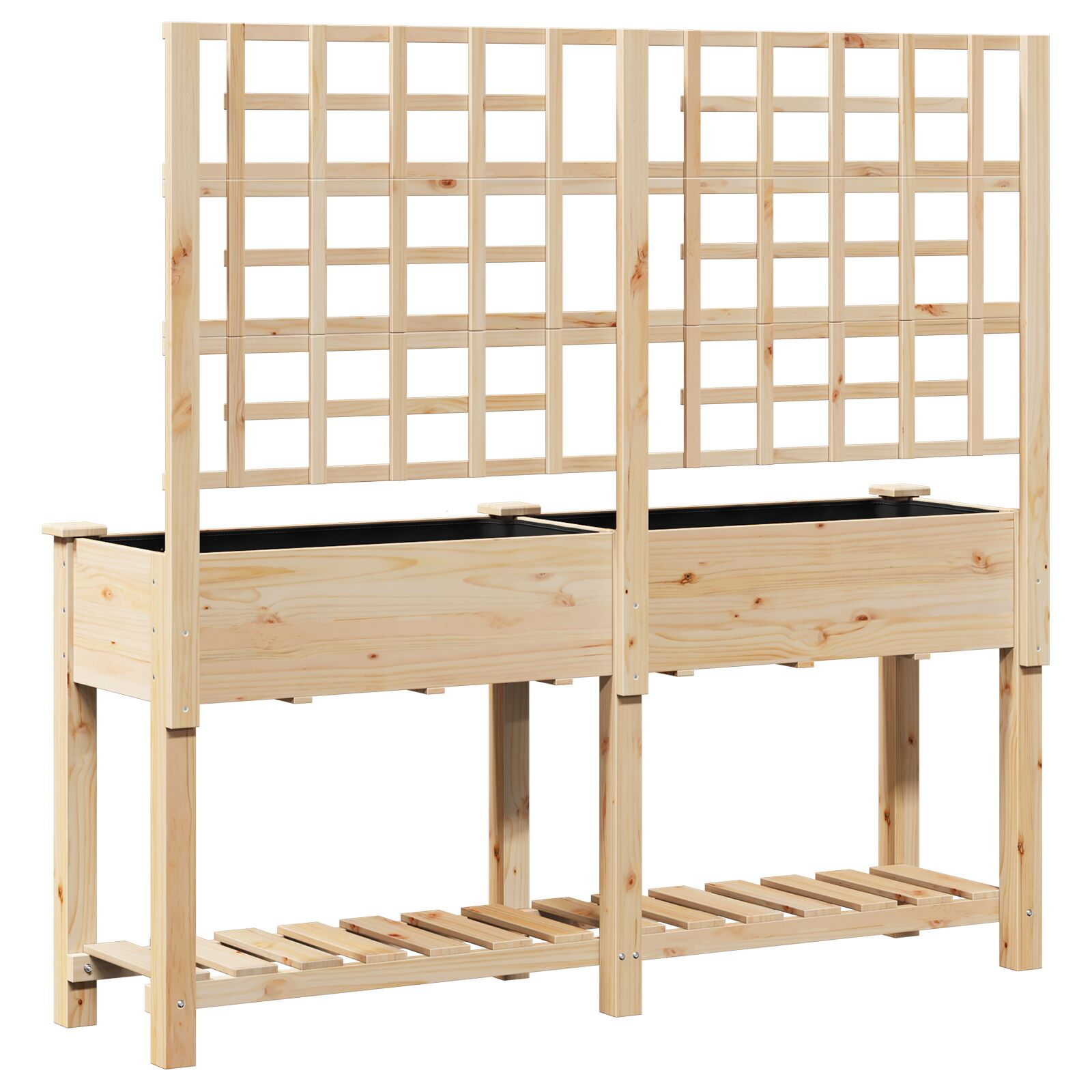 Tuinbak Met Trellis En Plank 161X43X152 Cm Massief Grenenhout 161 x 46 x 152.5 cm
