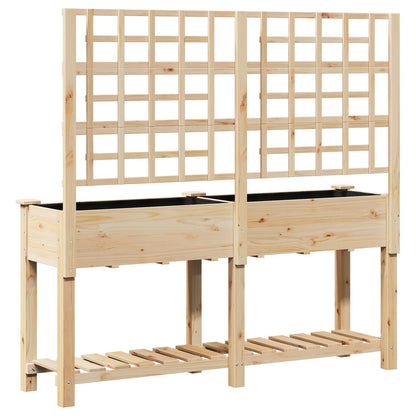 Tuinbak Met Trellis En Plank 161X43X152 Cm Massief Grenenhout 161 x 46 x 152.5 cm