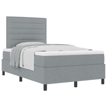 Boxspring Bed Met Matras Stof Lichtgrijs 120 x 200 cm Lijnen ontwerp