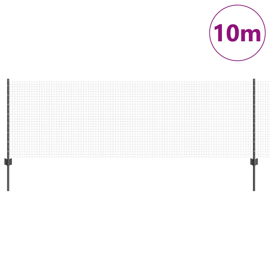Gelaste Draadhek Met 5 U-Palen Grijs 0.8X10 M Staal