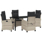 Tuinstoel verstelbaar poly rattan lichtgrijs (4 stuks)