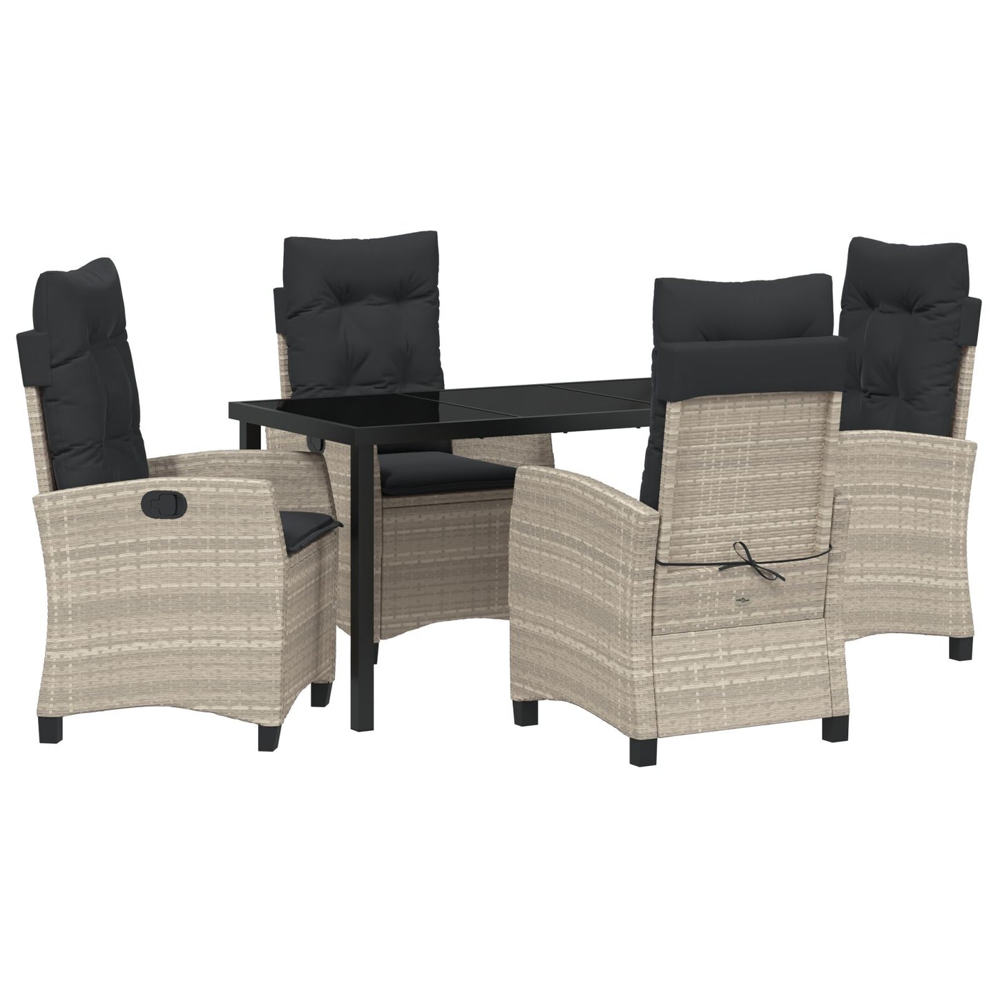 5 Delige Tuinset Met Kussens Lichtgrijs Poly Rattan
